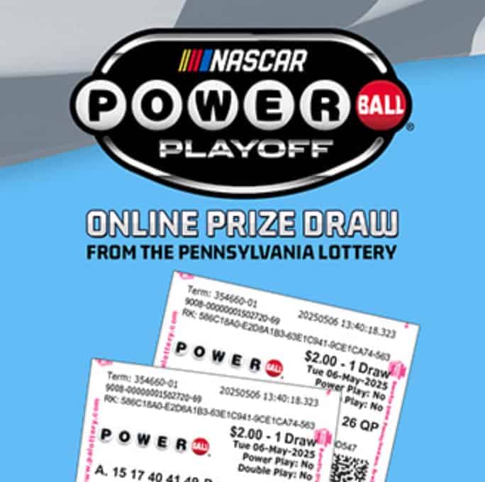 NASCAR Powerball Playoff promotion at the PA Lottery online.